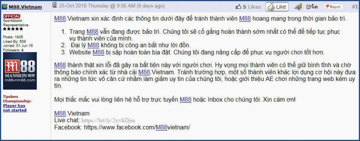 M88 bao tri - Hinh 1